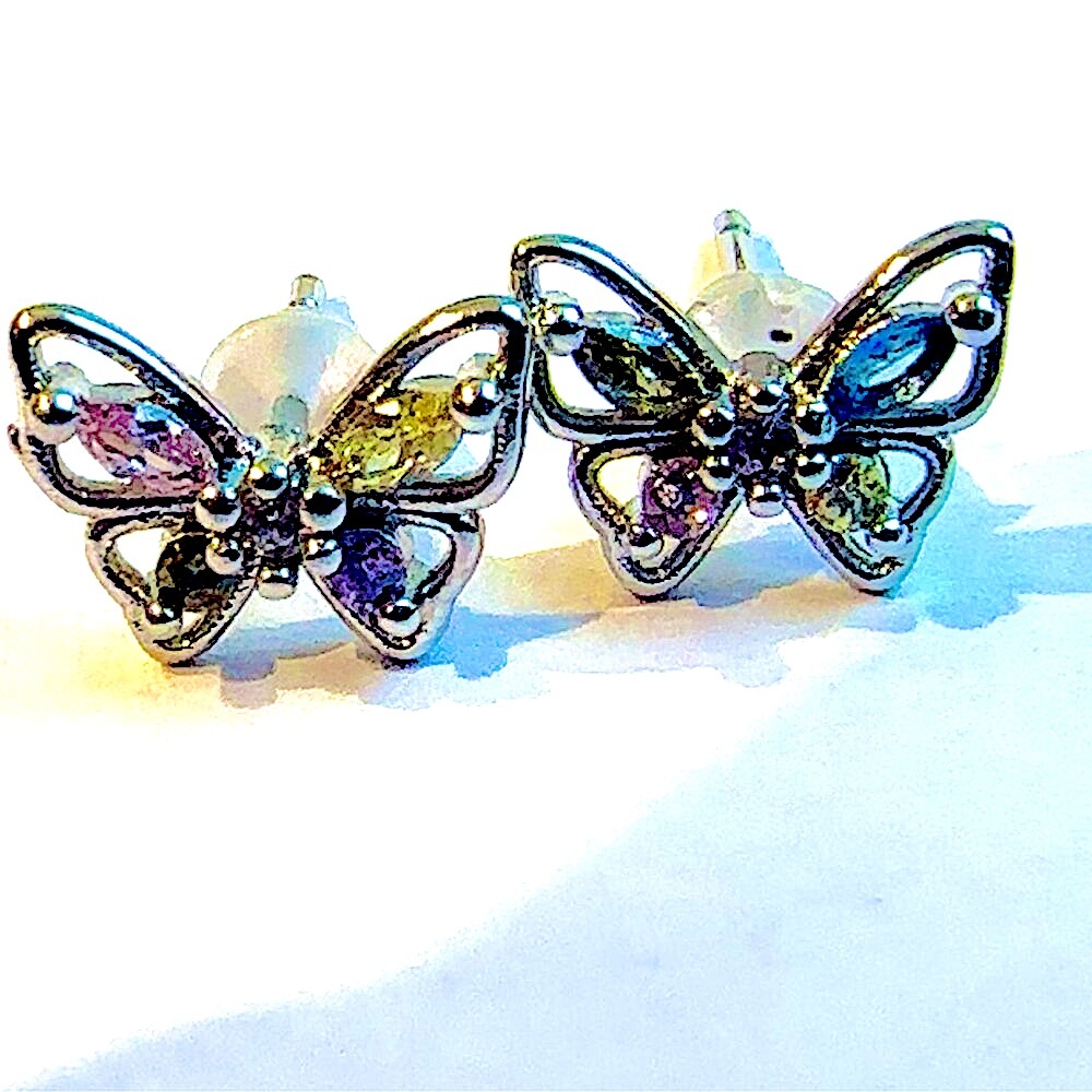 NWOT Sterling Silver 925 Butterfly Stud Earrings For Women - Picture 5 of 6